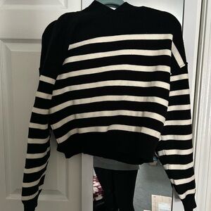 For The Republic striped Knit crop hooded sweater
